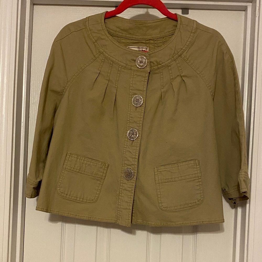 Women's AMX Tan Jean Jacket front pockets PXL